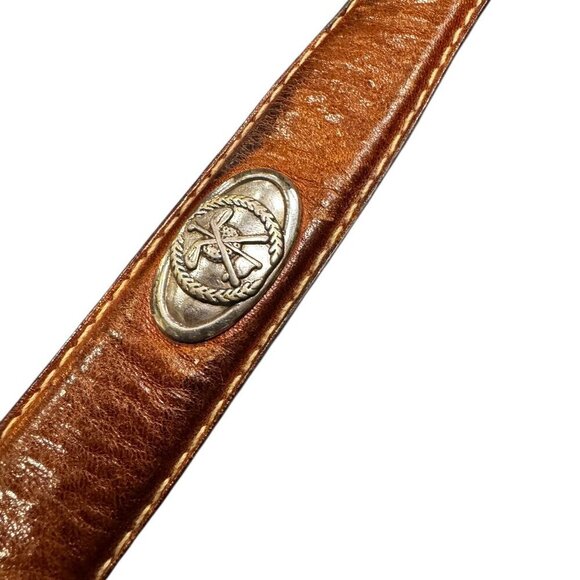 Vintage Fossil Belt – Italian Full Grain Leather w/ Golf Medallions – Size 38 - Picture 4 of 7